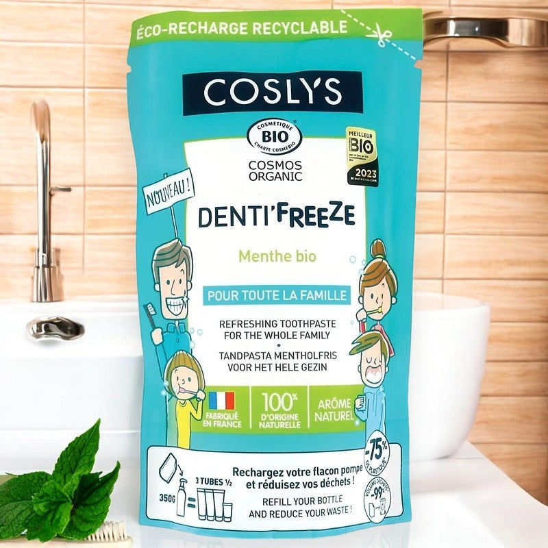 Coslys - Recharge dentifrice famille BIO menthe sans fluor 350g