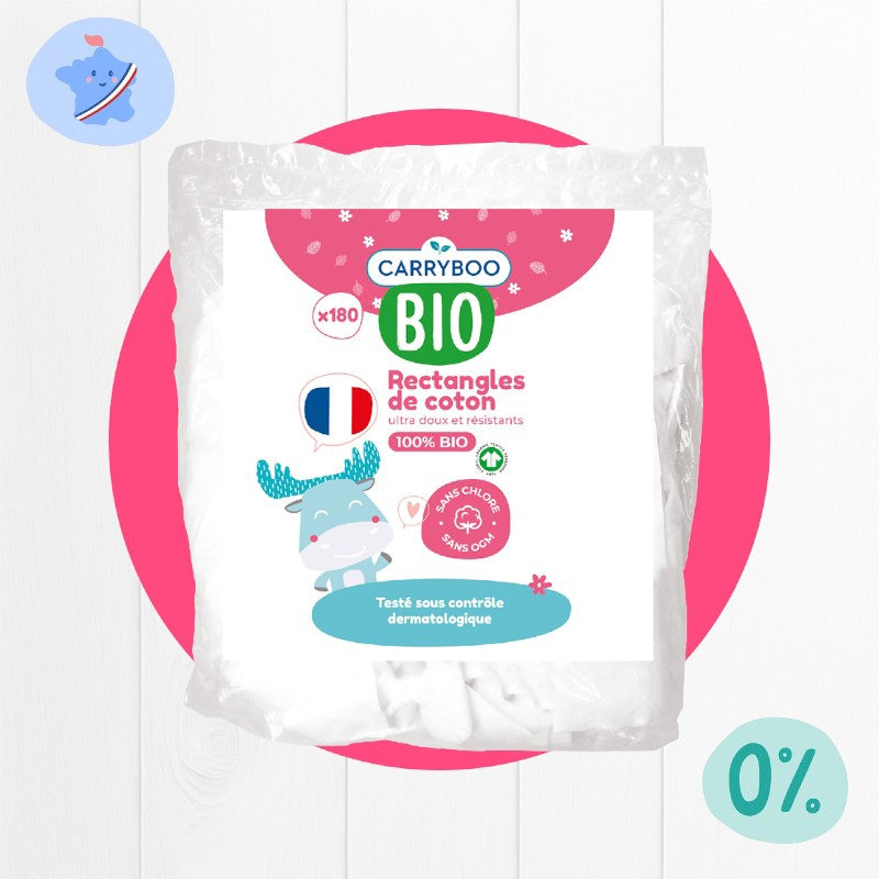 Carryboo - Rectangles de coton BIO - 180 pces