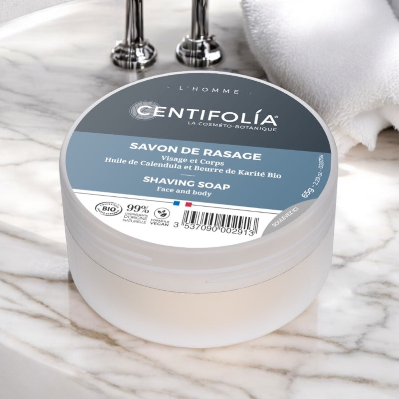Centifolia - Savon à barbe homme en boîte BIO calendula & karité 65g