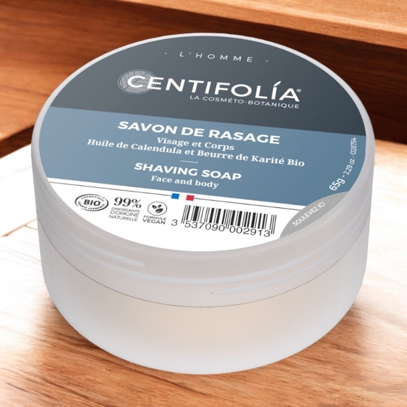 Centifolia - Savon à barbe homme en boîte BIO calendula & karité 65g