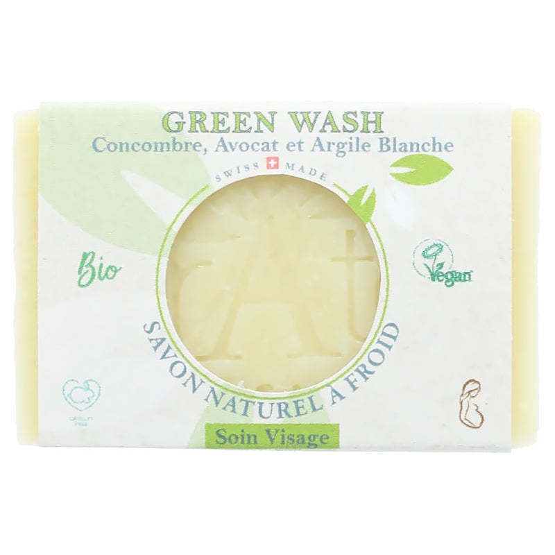 Savon BIO Green wash concombre, avocat & argile blanche