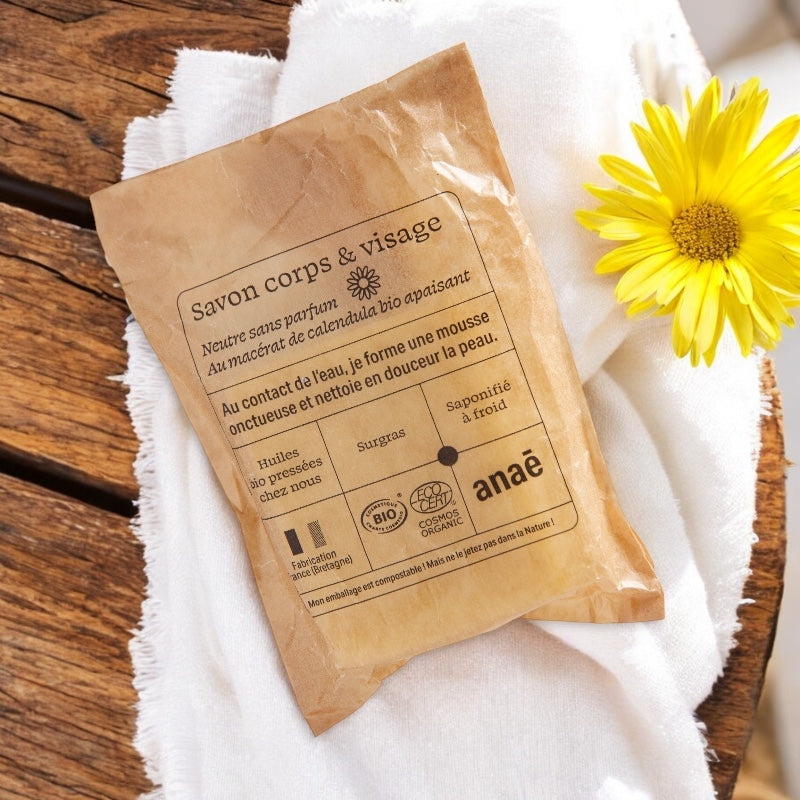 Anaé - Savon corps et visage neutre BIO calendula 100g