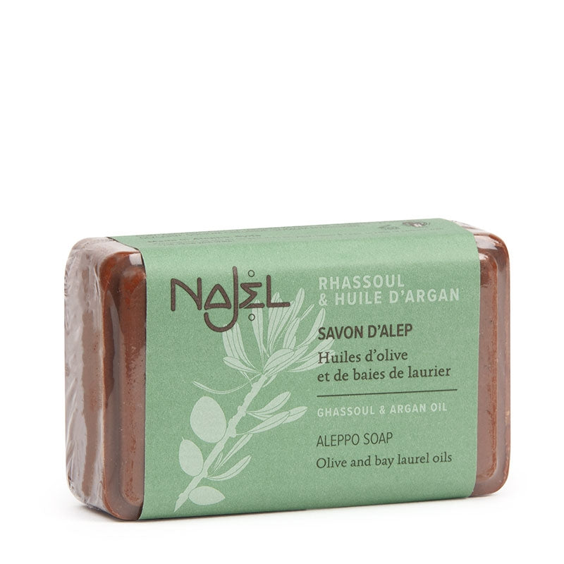Savon d'Alep - huiles d'olive et baies de laurier - rhassoul & argan
