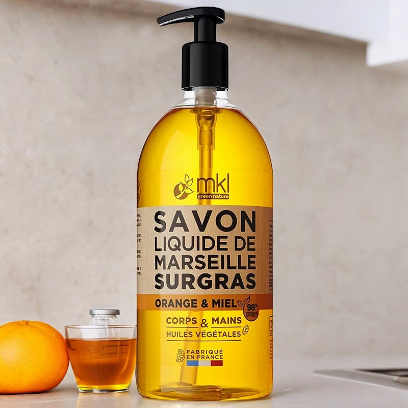 Savon liquide de Marseille orange & miel 1l