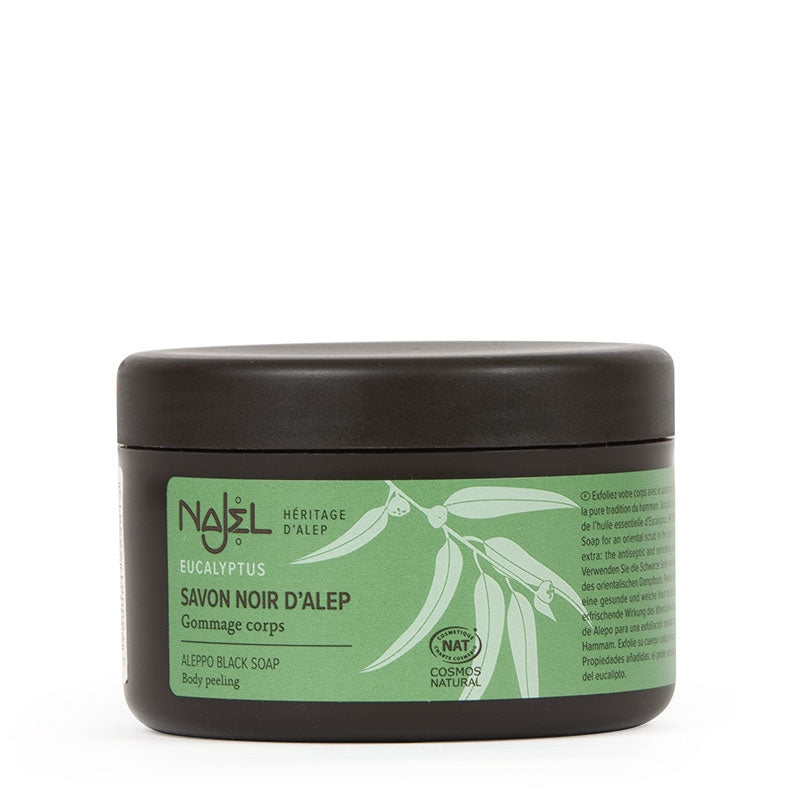 Savon noir d'Alep - gommage corps - parfum eucalyptus