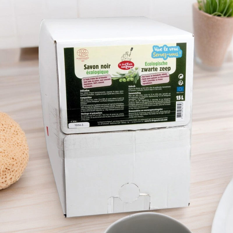 La Droguerie Écologique - Flüssige schwarze Seife mit Bio-Olivenöl 15l