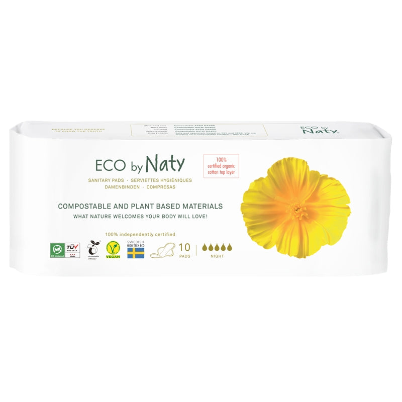 Serviettes hygiéniques bio Naty Nuit - flux très fort (10 pièces)