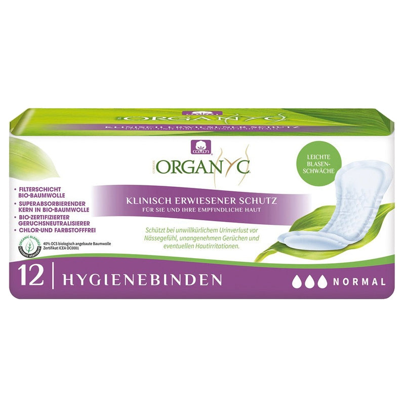 Serviettes pour incontinence Normal ECO fuites moyennes Organyc - 12 pièces