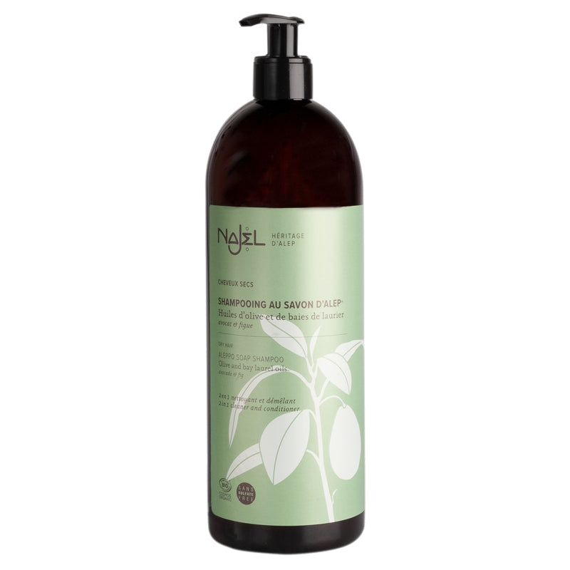 Shampooing BIO au savon d'Alep - 2 en 1 - cheveux secs - avocat & figue