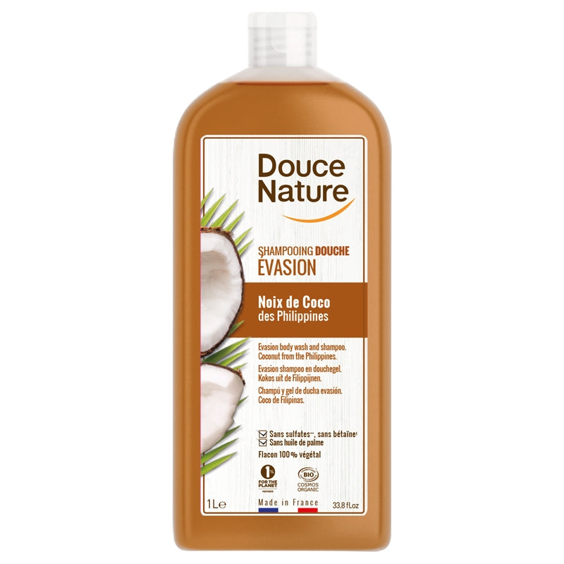Douce Nature - Shampooing douche évasion BIO noix de coco 1l