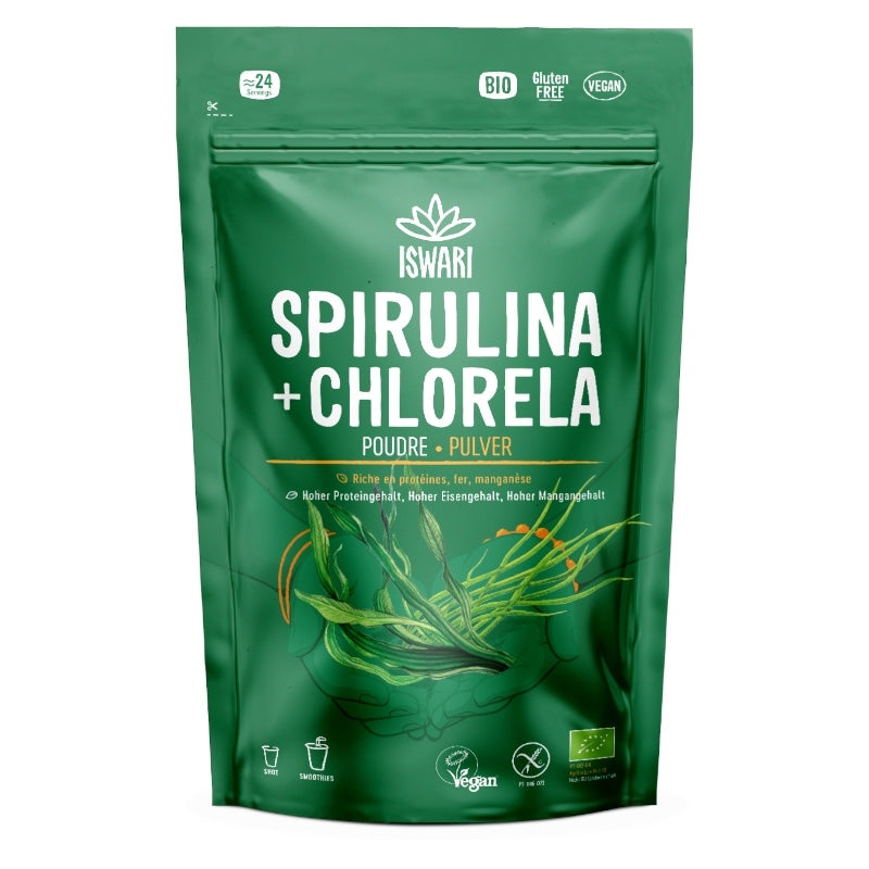 Iswari - Spiruline & chlorella en poudre bio 125g