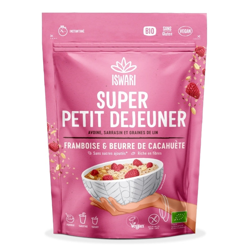 Iswari - Super petit déjeuner framboise & cacahuète BIO 360g