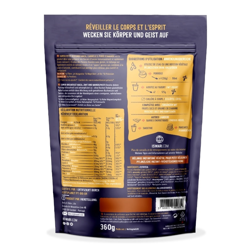 Iswari - Super petit déjeuner maca cannelle & amande BIO 360g