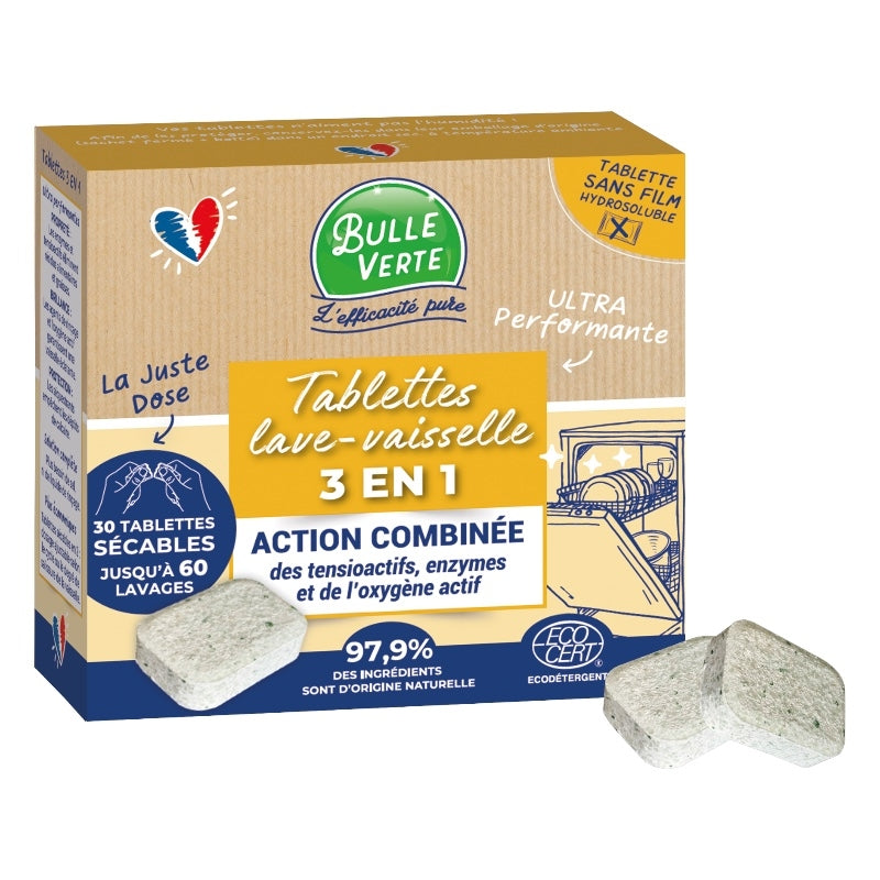 Bulle Verte - Tablettes lave-vaisselle 3 en 1 ECO - 30 pièces