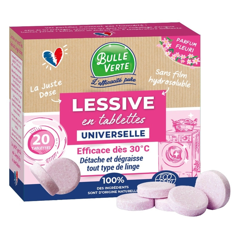 Bulle Verte - Tablettes lessive universelle parfum fleuri 20 pièces