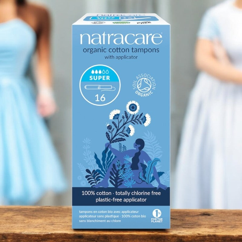 Bio-Tampons mit Karton-Applikator Super mittlere bis starke Blutung Natracare - 16 Stück