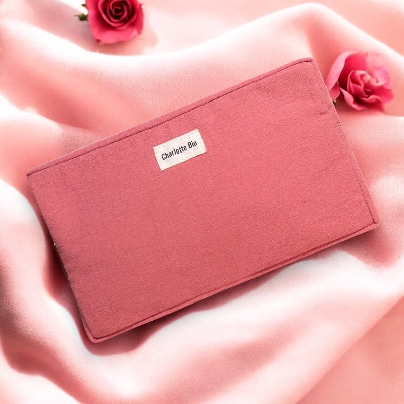 Charlotte Bio - Trousse de maquillage grand format en coton rose