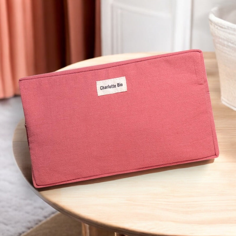 Charlotte Bio - Trousse de maquillage grand format en coton rose