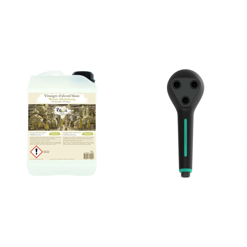 Pack douche économe : pommeau GS3 Gjosa + vinaigre 10° 3 L Potion & Co